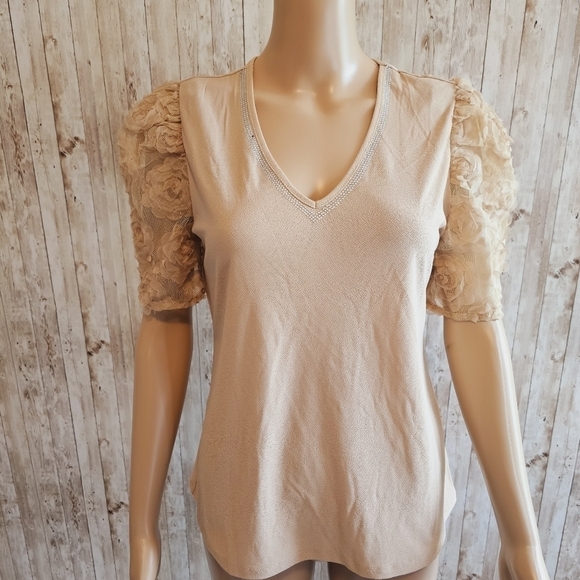 Women's Puff Sleeve blouse Beige - Picture 1 of 5